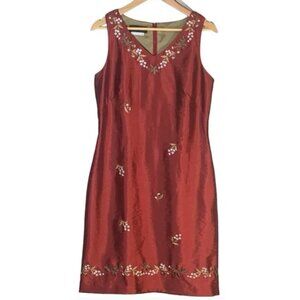 Vintage Donna Morgan Embroidered Sleeveless Dress – Petite Size 8